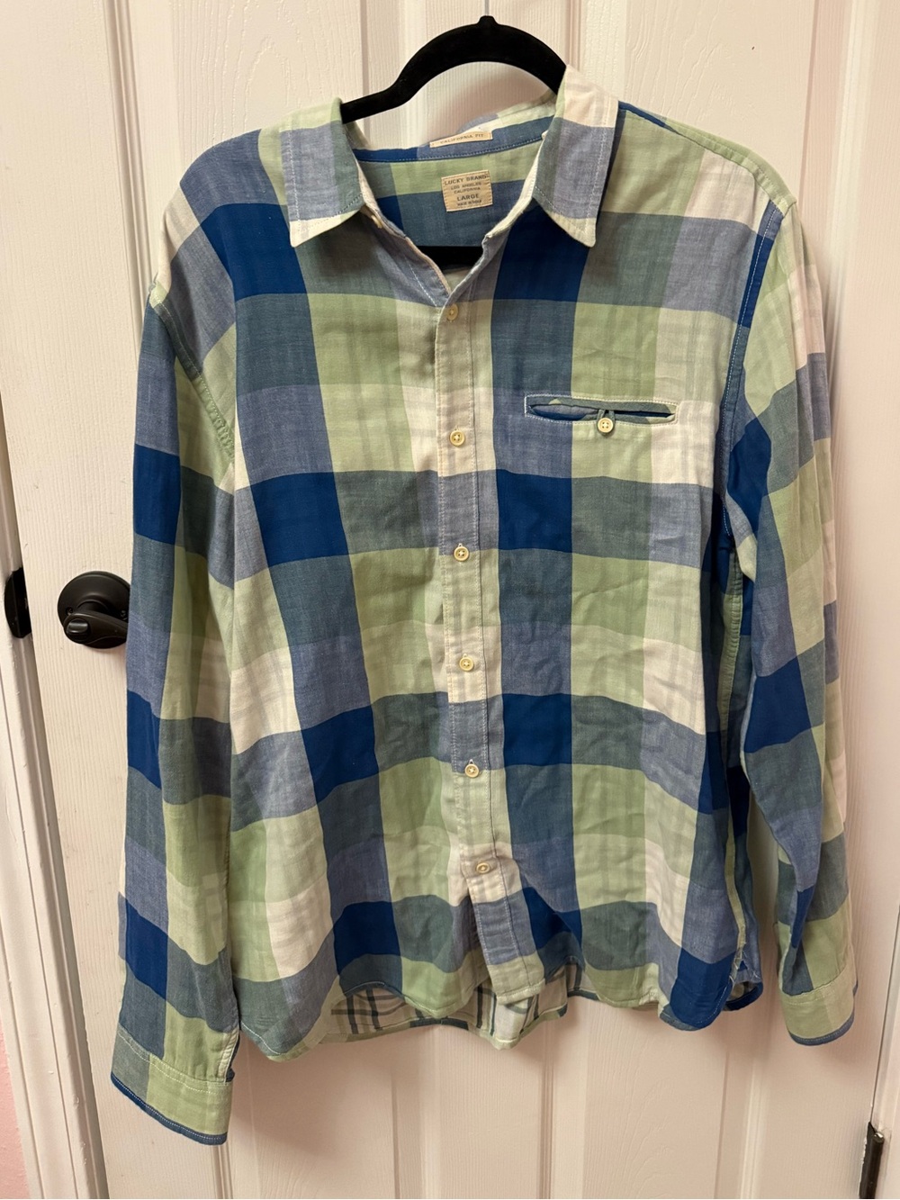 Lucky Brand Blue & Green Plaid Button-Down Shirt